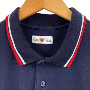 Alan Paine Navy Blue Cotton Pique Polo Shirt Size XL
